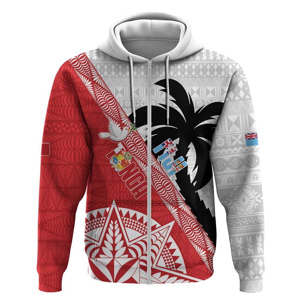 Fiji and Tonga Rugby Custom Hoodie Flying Fijians Ikale Tahi Together Pacific - Polynesian Pride