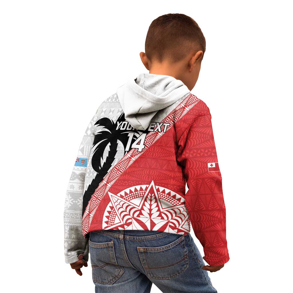 Fiji and Tonga Rugby Custom Kid Hoodie Flying Fijians Ikale Tahi Together Pacific - Polynesian Pride
