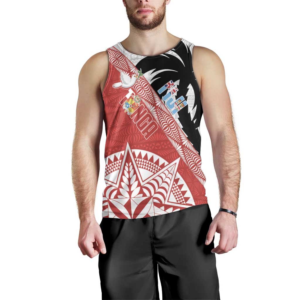Fiji and Tonga Rugby Custom Men Tank Top Flying Fijians Ikale Tahi Together Pacific - Polynesian Pride