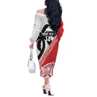 Fiji and Tonga Rugby Custom Off The Shoulder Long Sleeve Dress Flying Fijians Ikale Tahi Together Pacific - Polynesian Pride