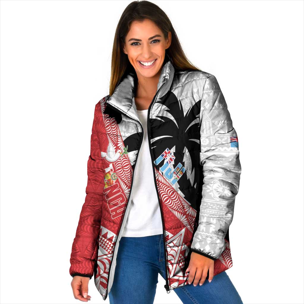 Fiji and Tonga Rugby Custom Padded Jacket Flying Fijians Ikale Tahi Together Pacific - Polynesian Pride