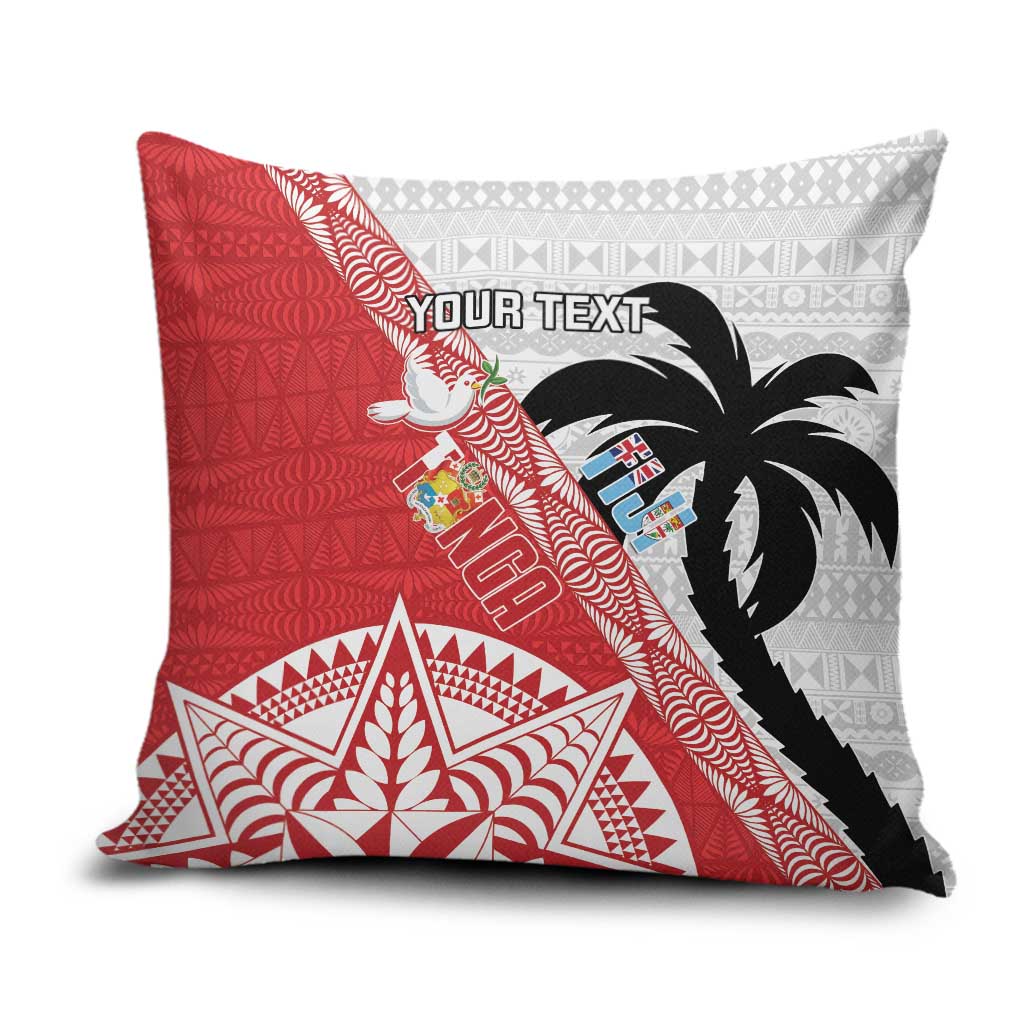 Fiji and Tonga Rugby Custom Pillow Cover Flying Fijians Ikale Tahi Together Pacific - Polynesian Pride