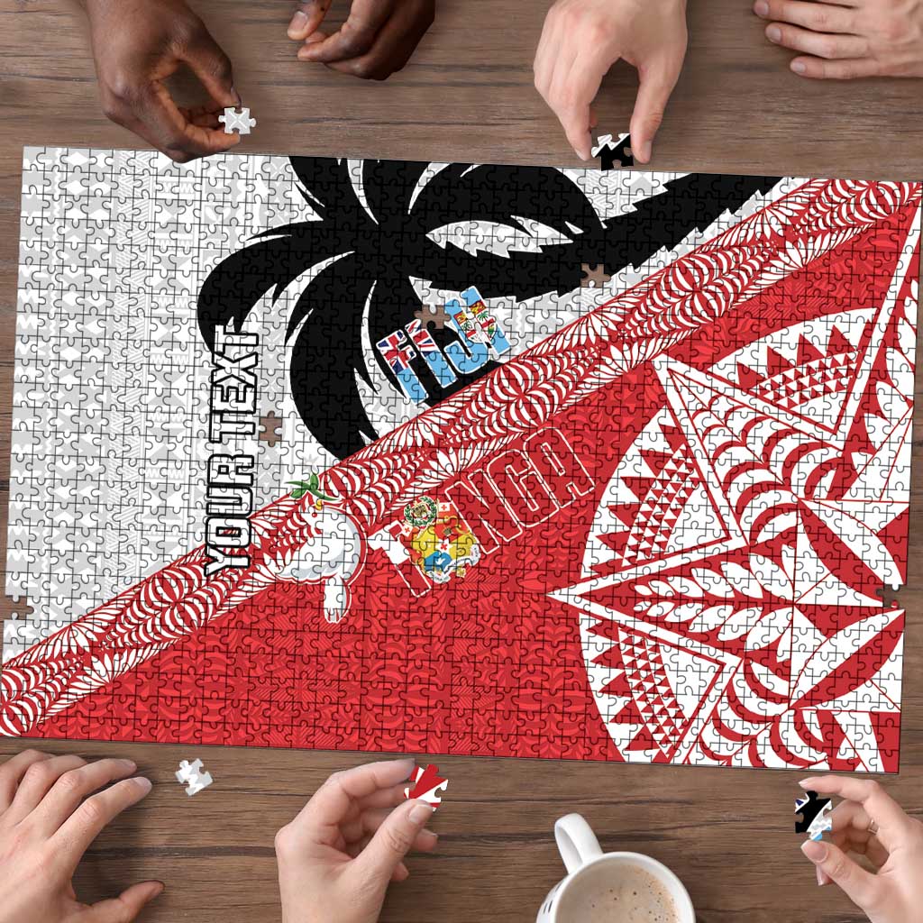Fiji and Tonga Rugby Custom Puzzle Flying Fijians Ikale Tahi Together Pacific - Polynesian Pride