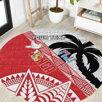 Fiji and Tonga Rugby Custom Round Carpet Flying Fijians Ikale Tahi Together Pacific - Polynesian Pride