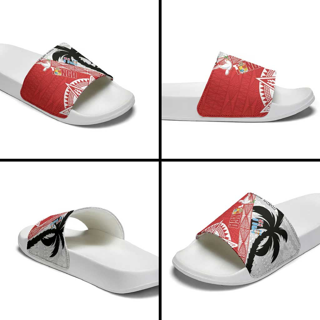 Fiji and Tonga Rugby Custom Slide Sandals Flying Fijians Ikale Tahi Together Pacific - Polynesian Pride