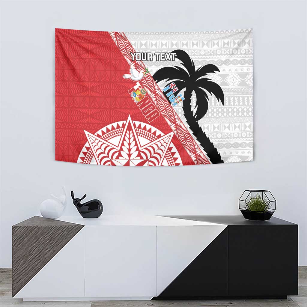 Fiji and Tonga Rugby Custom Tapestry Flying Fijians Ikale Tahi Together Pacific - Polynesian Pride