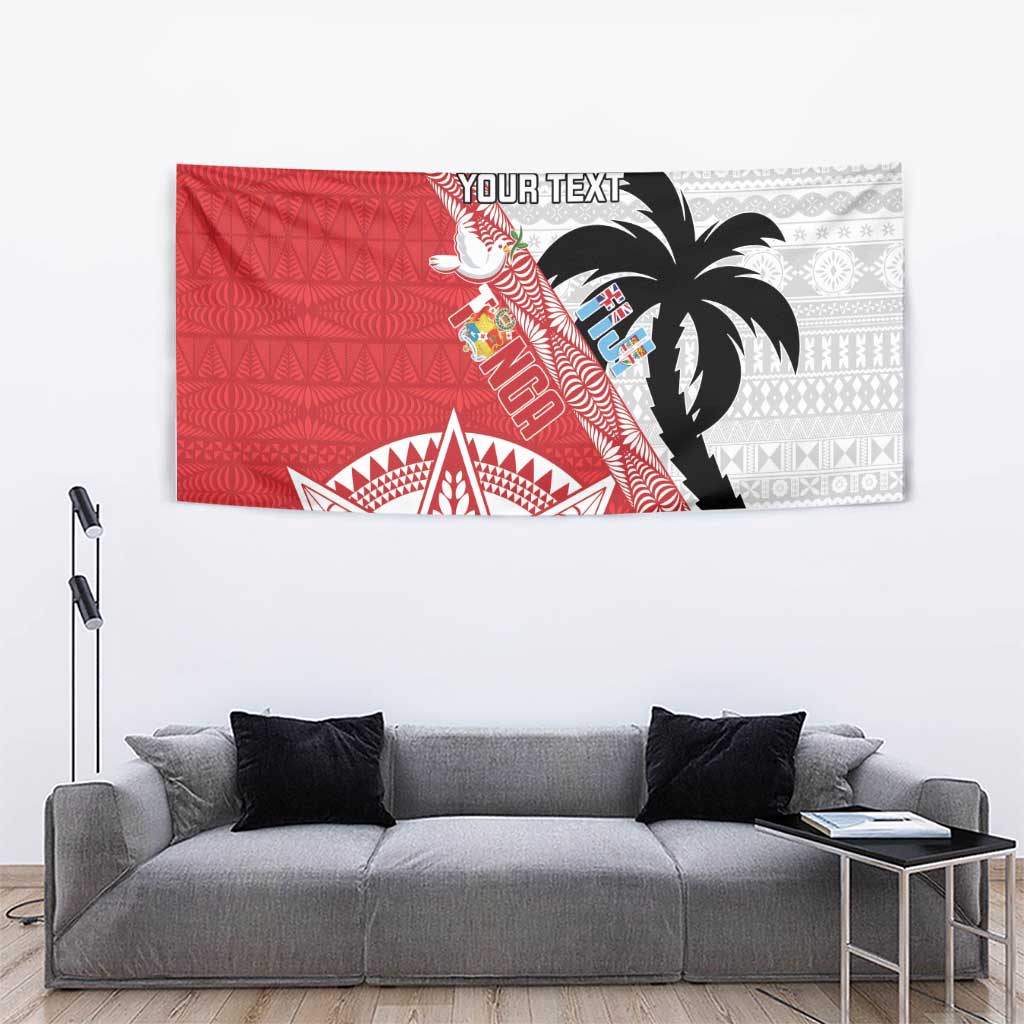 Fiji and Tonga Rugby Custom Tapestry Flying Fijians Ikale Tahi Together Pacific - Polynesian Pride