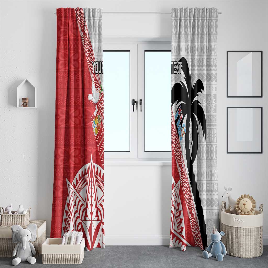 Fiji and Tonga Rugby Custom Window Curtain Flying Fijians Ikale Tahi Together Pacific - Polynesian Pride