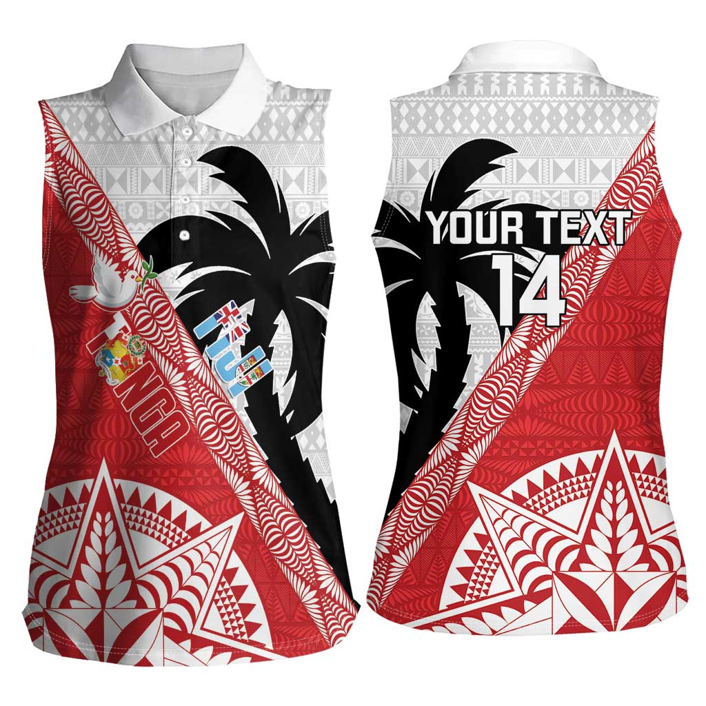 Fiji and Tonga Rugby Custom Women Sleeveless Polo Shirt Flying Fijians Ikale Tahi Together Pacific - Polynesian Pride