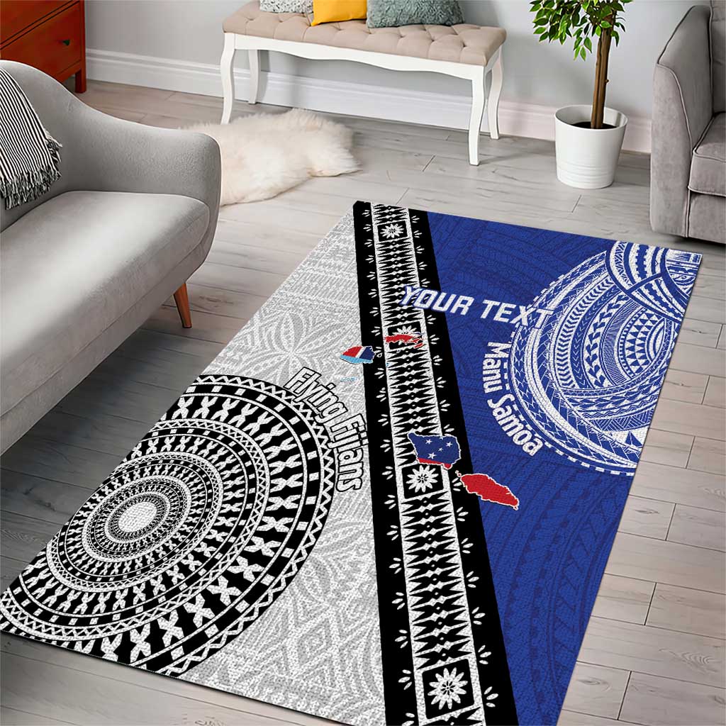 Fiji an Samoa Rugby Custom Area Rug Flying Fijians Manu Samoa Together Pacific - Polynesian Pride