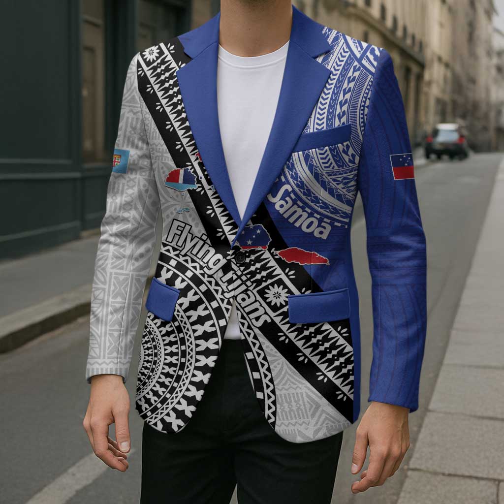 Fiji an Samoa Rugby Custom Blazer Flying Fijians Manu Samoa Together Pacific - Polynesian Pride