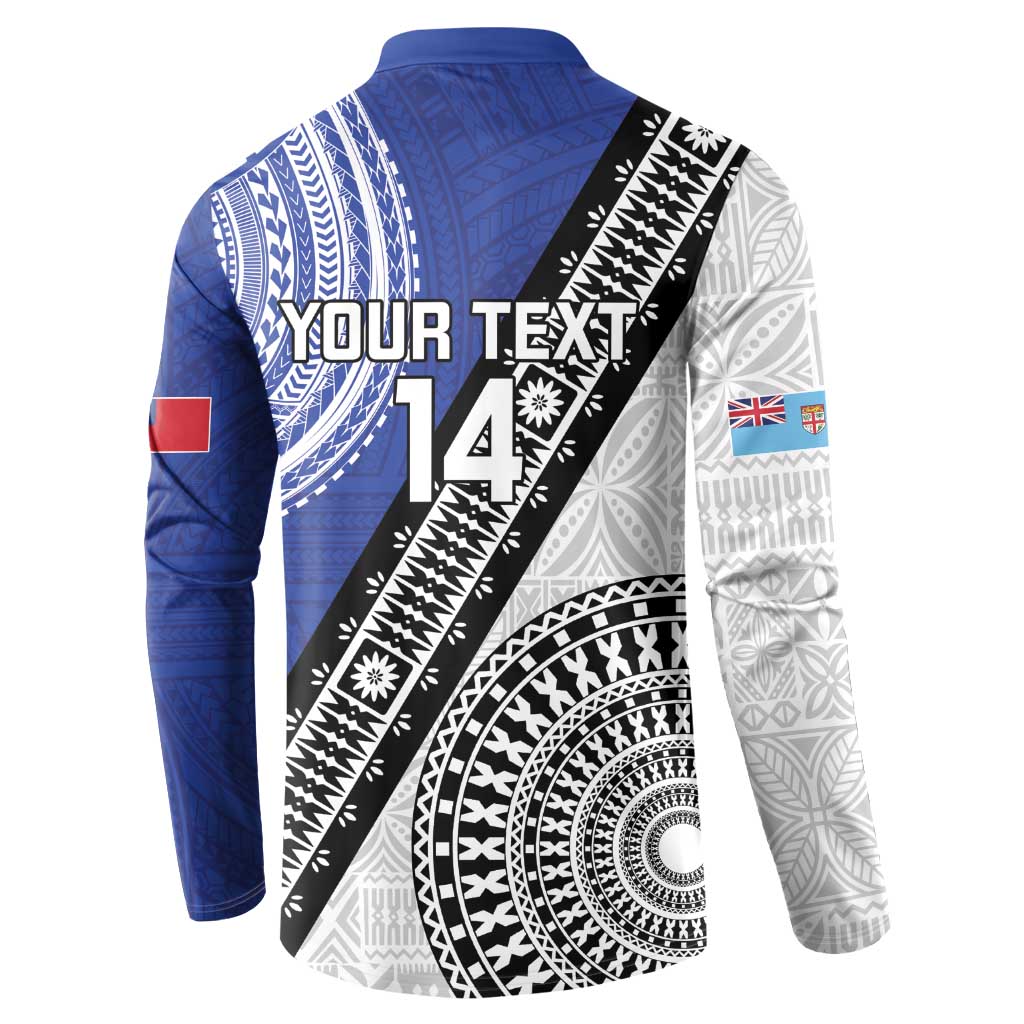 Fiji an Samoa Rugby Custom Button Sweatshirt Flying Fijians Manu Samoa Together Pacific - Polynesian Pride