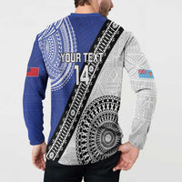 Fiji an Samoa Rugby Custom Button Sweatshirt Flying Fijians Manu Samoa Together Pacific - Polynesian Pride