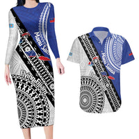 Fiji an Samoa Rugby Custom Couples Matching Long Sleeve Bodycon Dress and Hawaiian Shirt Flying Fijians Manu Samoa Together Pacific - Polynesian Pride