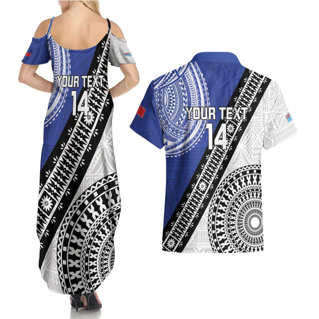 Fiji an Samoa Rugby Custom Couples Matching Summer Maxi Dress and Hawaiian Shirt Flying Fijians Manu Samoa Together Pacific - Polynesian Pride