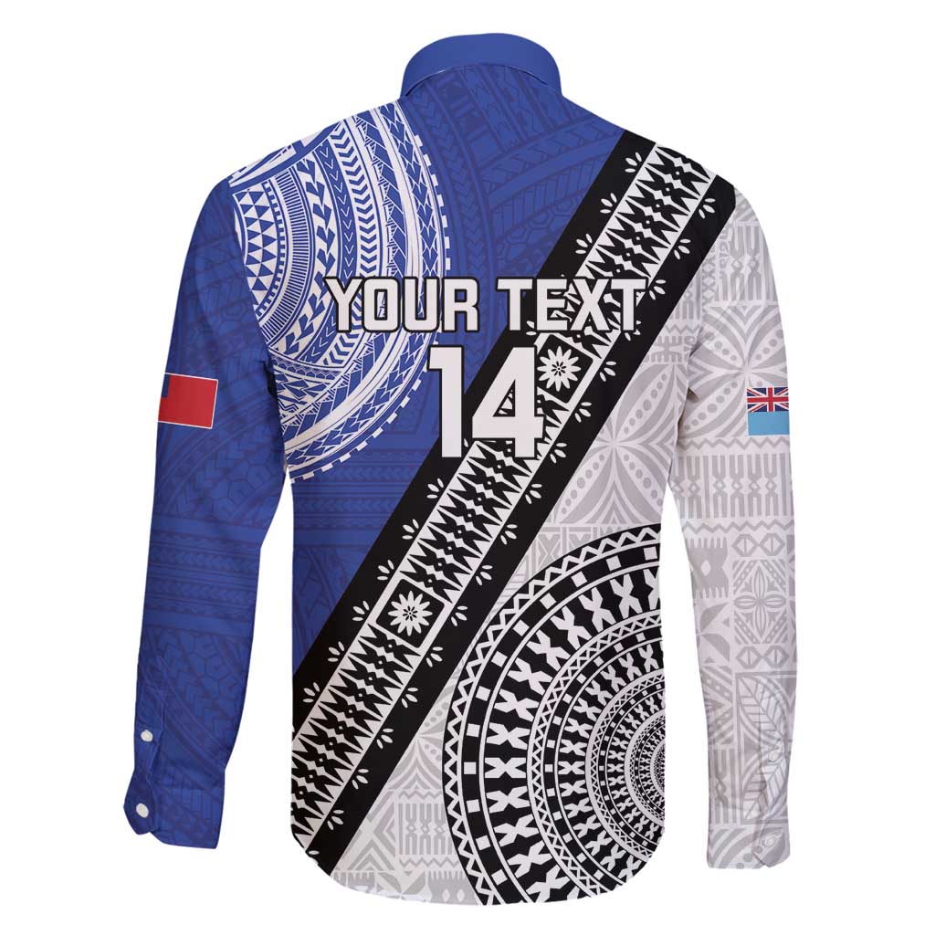 Fiji an Samoa Rugby Custom Family Matching Long Sleeve Bodycon Dress and Hawaiian Shirt Flying Fijians Manu Samoa Together Pacific - Polynesian Pride