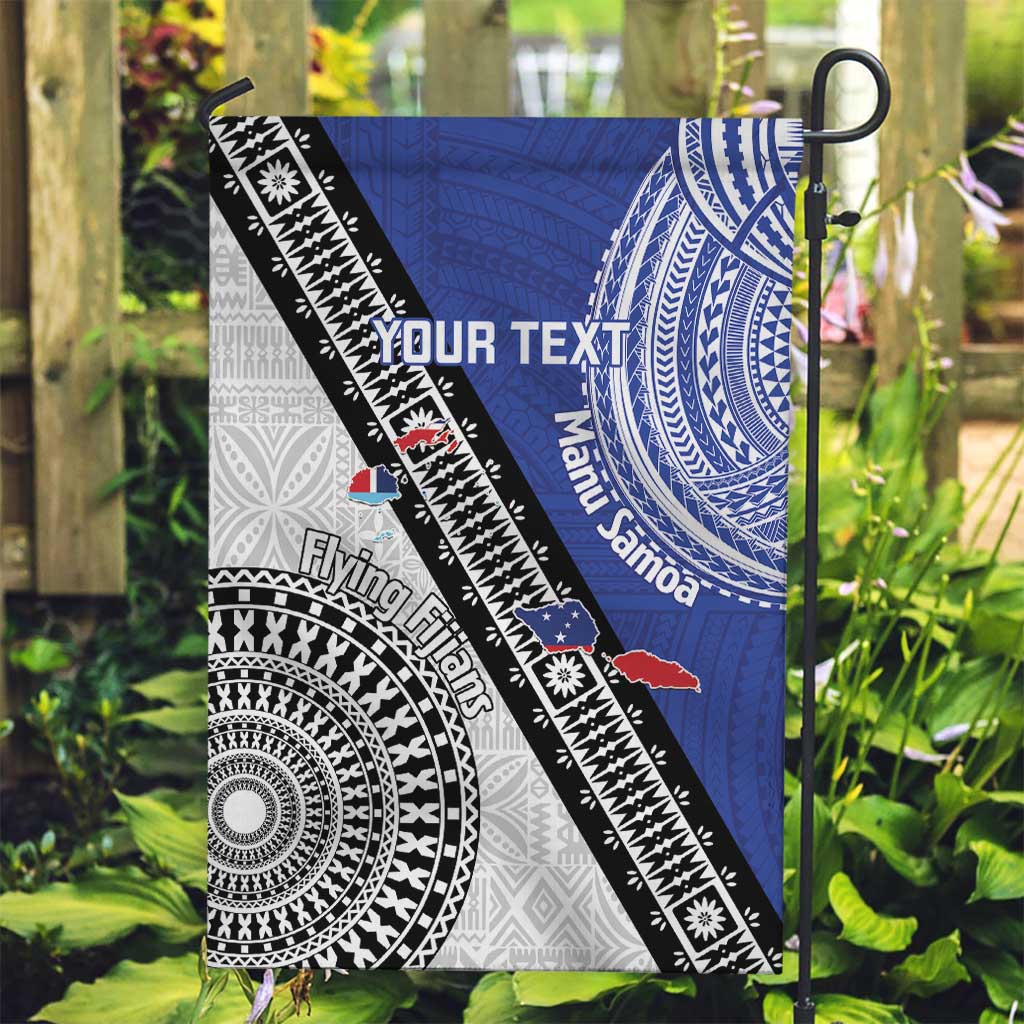 Fiji an Samoa Rugby Custom Garden Flag Flying Fijians Manu Samoa Together Pacific - Polynesian Pride