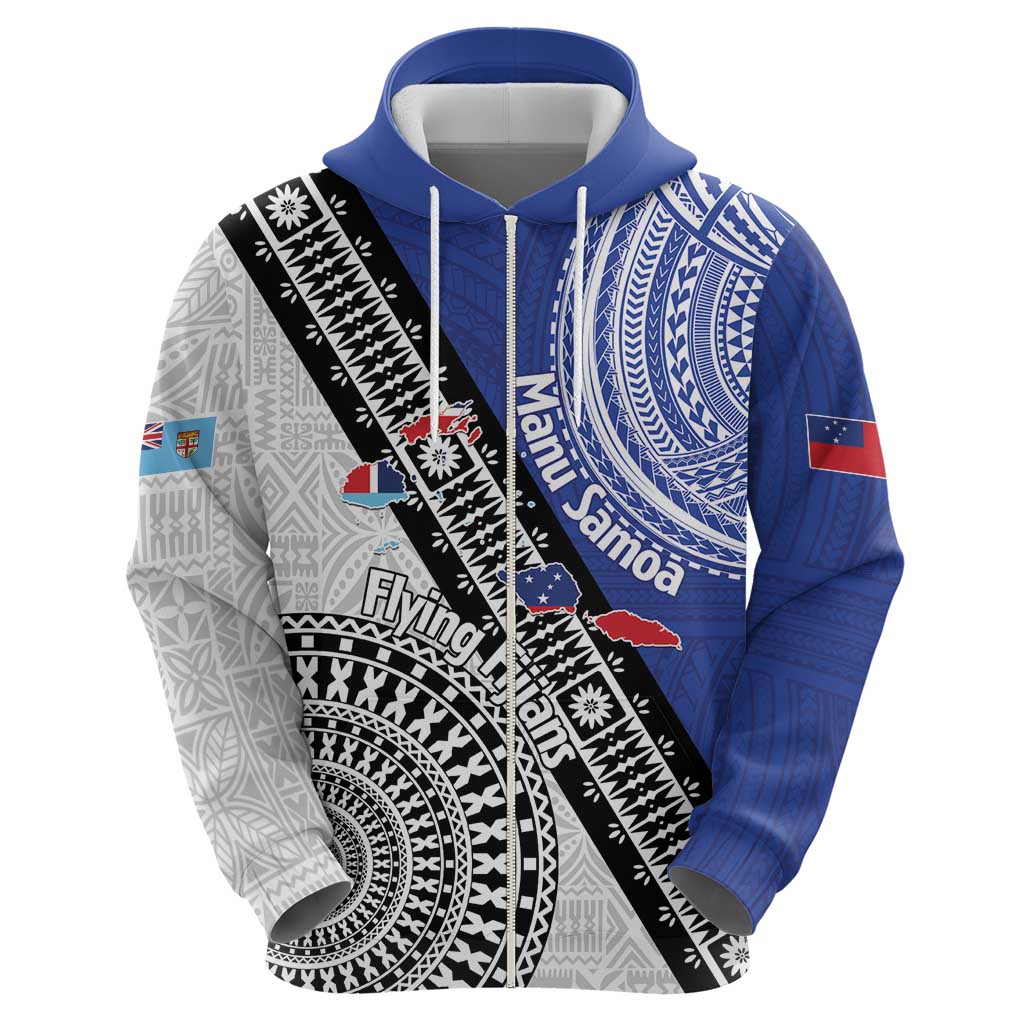 Fiji an Samoa Rugby Custom Hoodie Flying Fijians Manu Samoa Together Pacific - Polynesian Pride