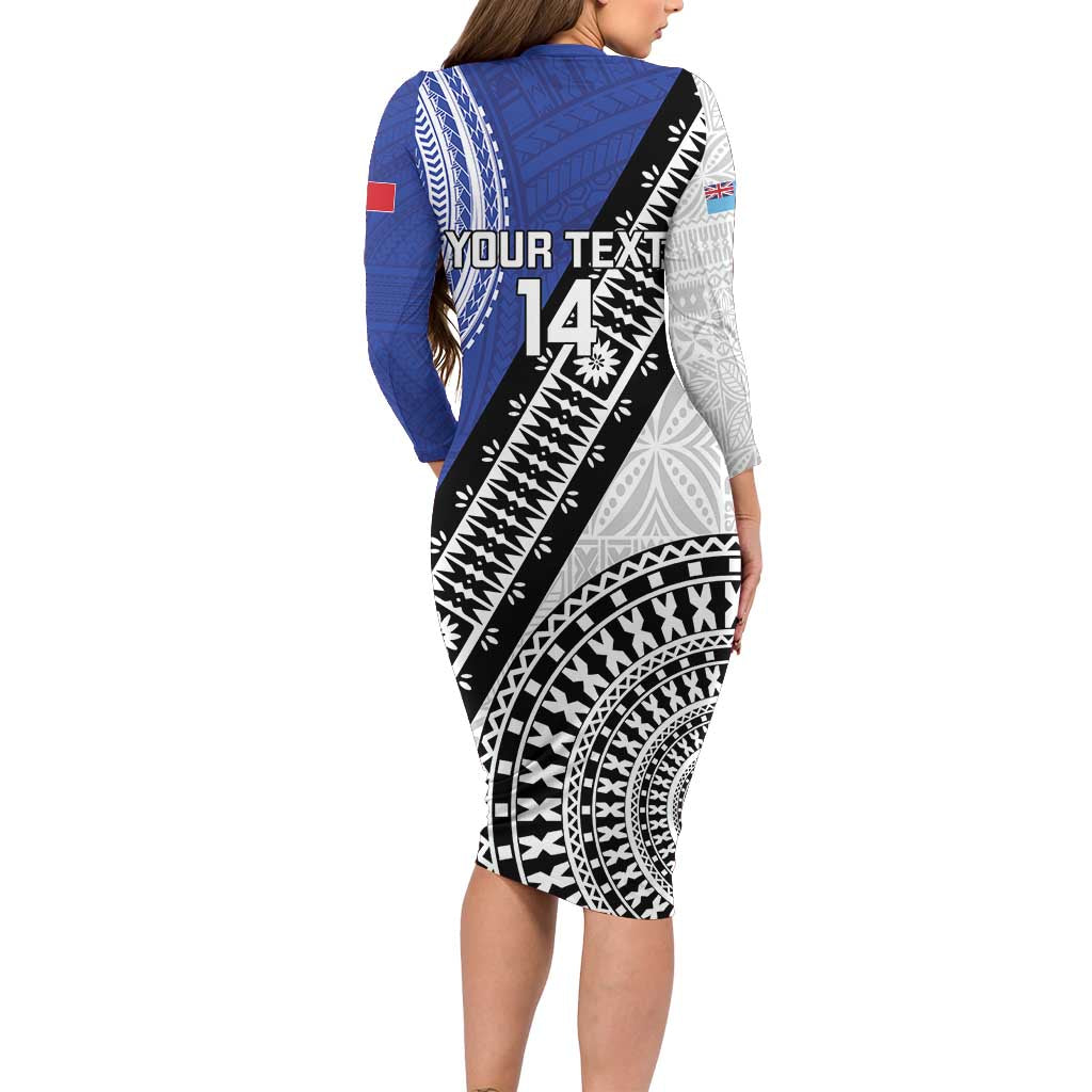 Fiji an Samoa Rugby Custom Long Sleeve Bodycon Dress Flying Fijians Manu Samoa Together Pacific - Polynesian Pride
