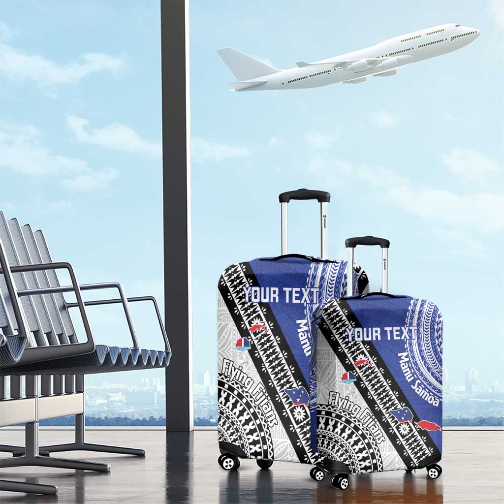 Fiji an Samoa Rugby Custom Luggage Cover Flying Fijians Manu Samoa Together Pacific - Polynesian Pride