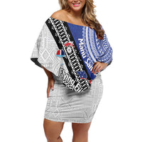 Fiji an Samoa Rugby Custom Off Shoulder Short Dress Flying Fijians Manu Samoa Together Pacific - Polynesian Pride