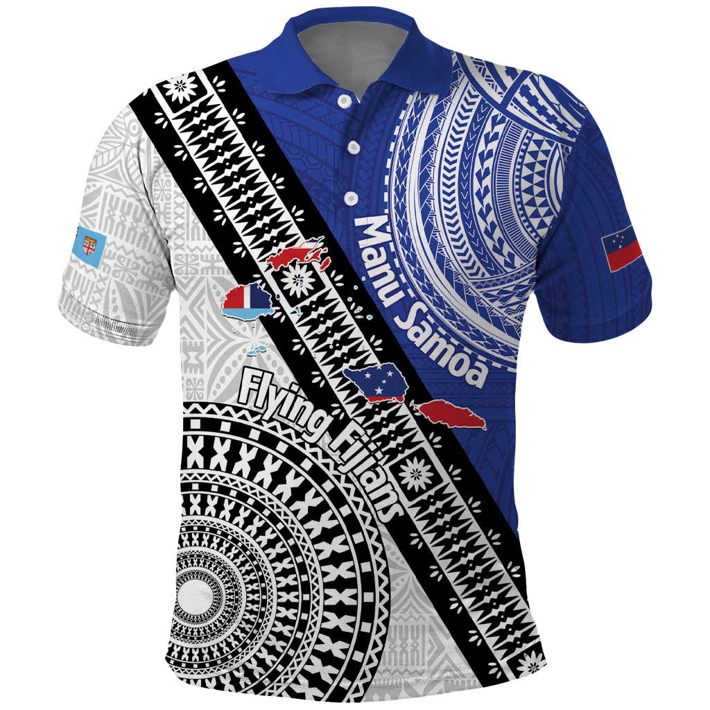 Fiji an Samoa Rugby Custom Polo Shirt Flying Fijians Manu Samoa Together Pacific - Polynesian Pride