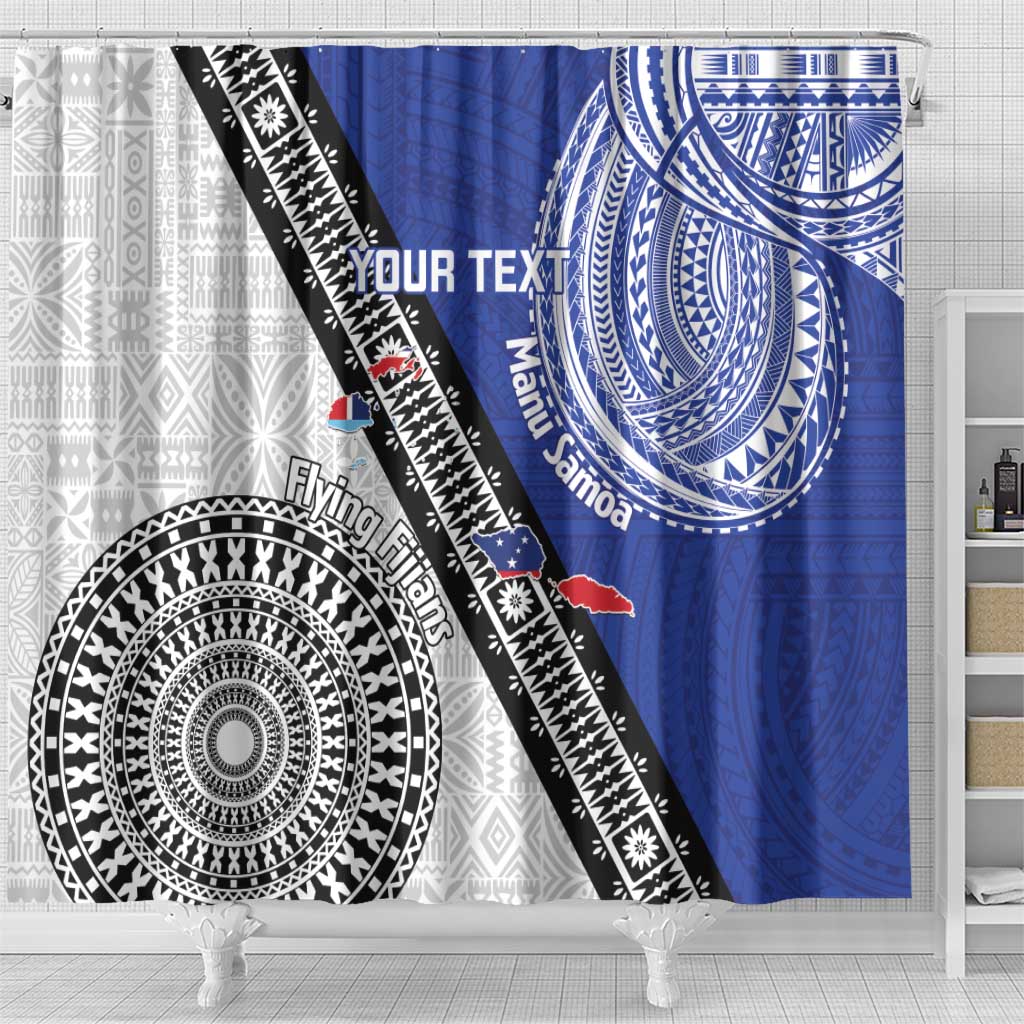 Fiji an Samoa Rugby Custom Shower Curtain Flying Fijians Manu Samoa Together Pacific - Polynesian Pride