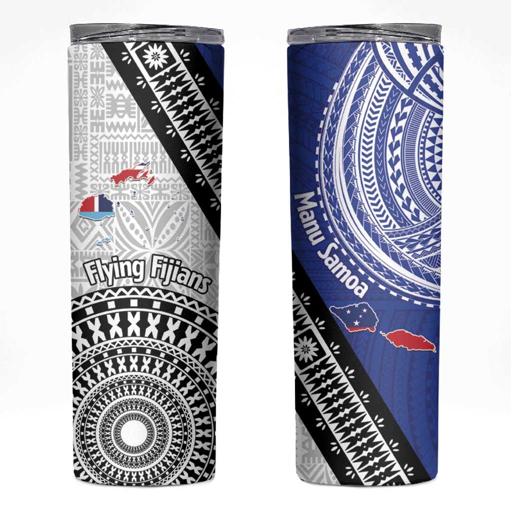 Fiji an Samoa Rugby Skinny Tumbler Flying Fijians Manu Samoa Together Pacific - Polynesian Pride