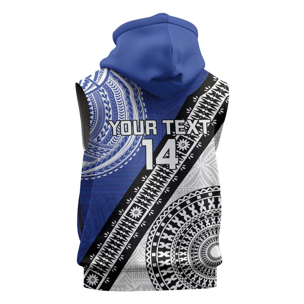 Fiji an Samoa Rugby Custom Sleeveless Hoodie Flying Fijians Manu Samoa Together Pacific - Polynesian Pride