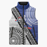 Fiji an Samoa Rugby Custom Sleeveless Puffer Jacket Flying Fijians Manu Samoa Together Pacific LT14 Unisex Blue - Polynesian Pride
