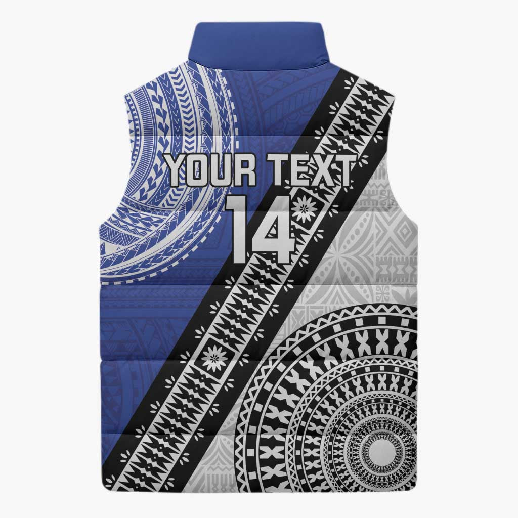 Fiji an Samoa Rugby Custom Sleeveless Puffer Jacket Flying Fijians Manu Samoa Together Pacific LT14 - Polynesian Pride