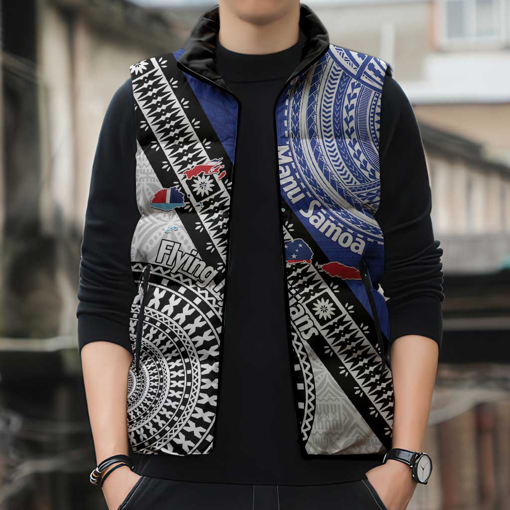 Fiji an Samoa Rugby Custom Sleeveless Puffer Jacket Flying Fijians Manu Samoa Together Pacific LT14 - Polynesian Pride