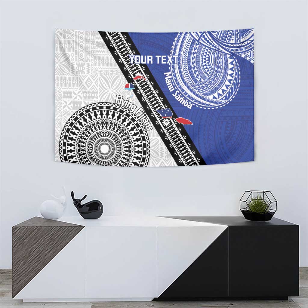 Fiji an Samoa Rugby Custom Tapestry Flying Fijians Manu Samoa Together Pacific - Polynesian Pride