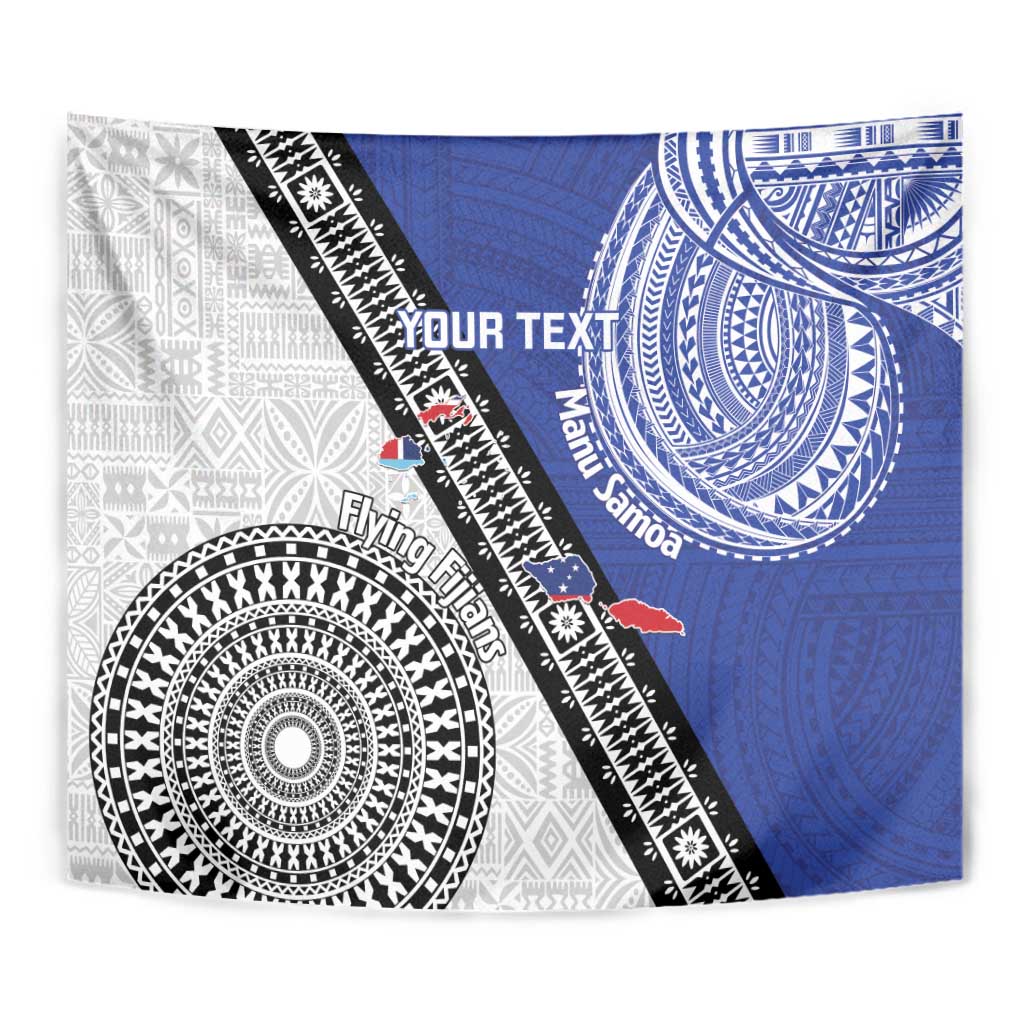 Fiji an Samoa Rugby Custom Tapestry Flying Fijians Manu Samoa Together Pacific - Polynesian Pride