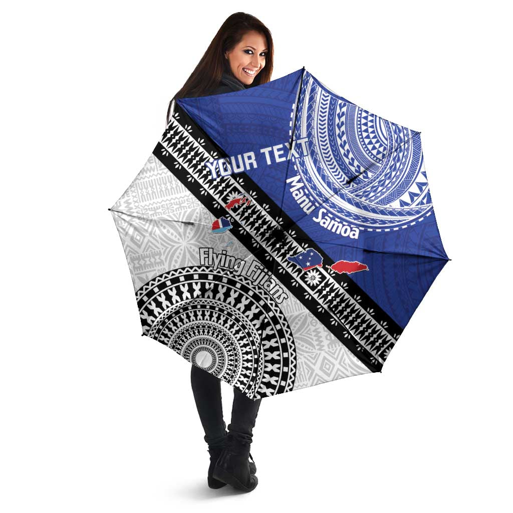 Fiji an Samoa Rugby Custom Umbrella Flying Fijians Manu Samoa Together Pacific - Polynesian Pride