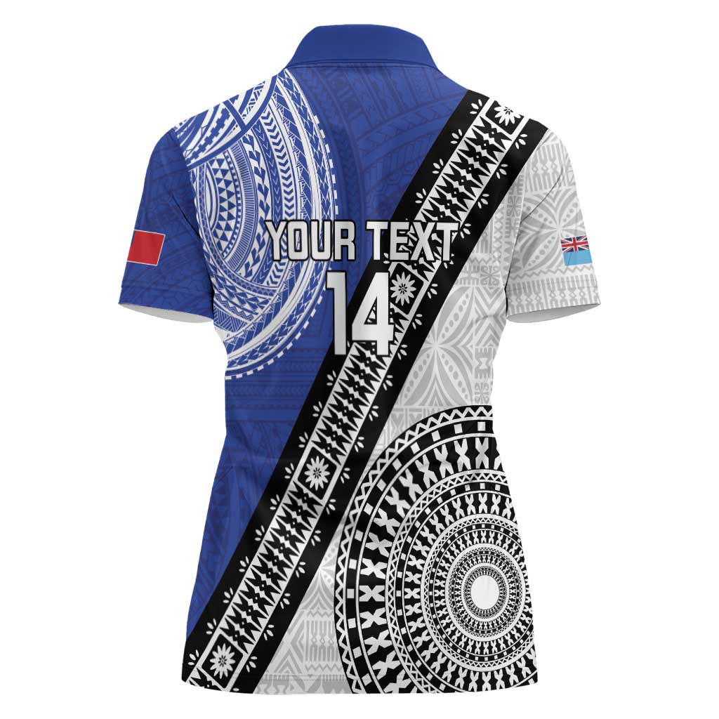 Fiji an Samoa Rugby Custom Women Polo Shirt Flying Fijians Manu Samoa Together Pacific - Polynesian Pride