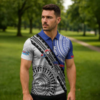 Fiji an Samoa Rugby Custom Zipper Polo Shirt Flying Fijians Manu Samoa Together Pacific - Polynesian Pride