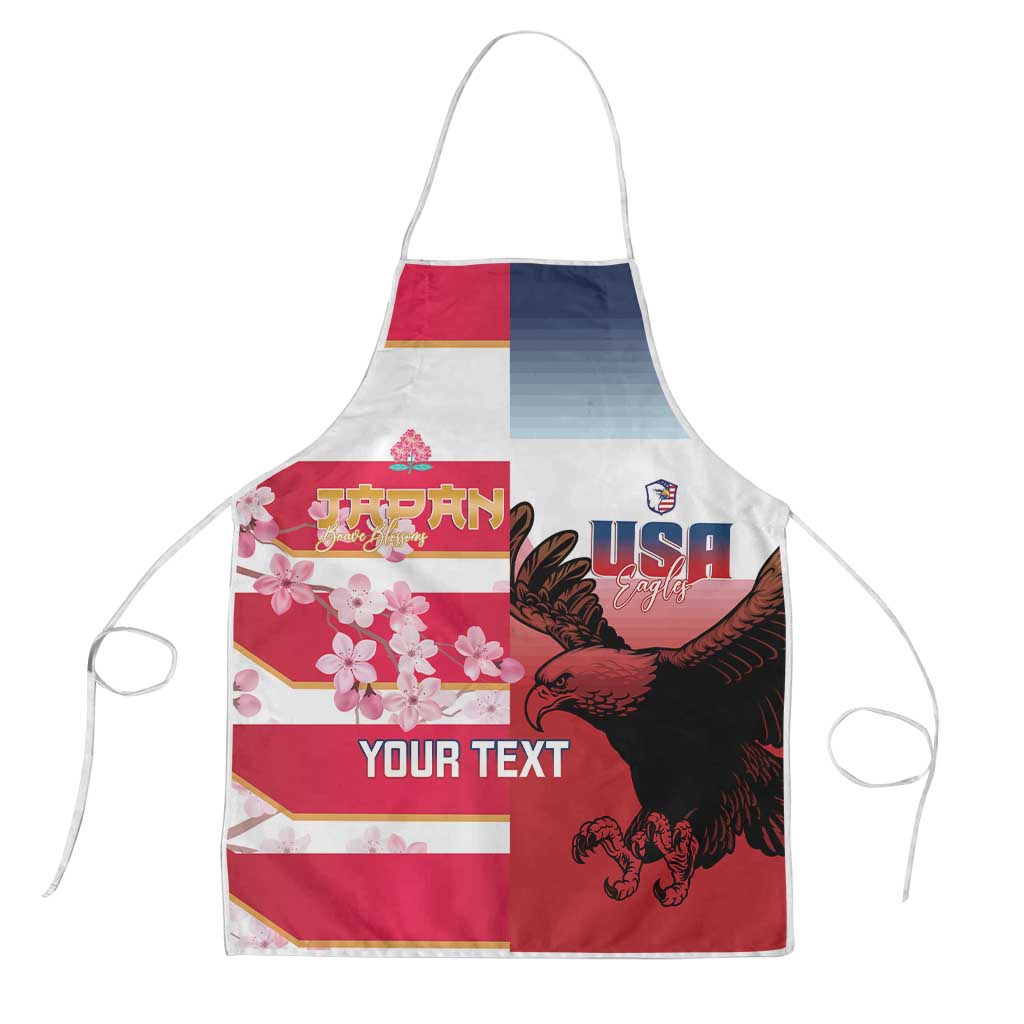 USA and Japan Rugby Custom Apron Eagles Brave Blossoms Together Pacific LT14 Red - Polynesian Pride