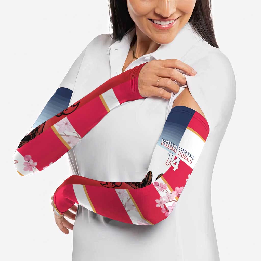 USA and Japan Rugby Custom Arm Sleeves Eagles Brave Blossoms Together Pacific - Polynesian Pride