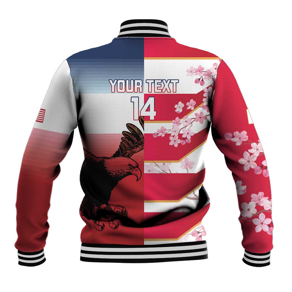 USA and Japan Rugby Custom Baseball Jacket Eagles Brave Blossoms Together Pacific LT14 - Polynesian Pride