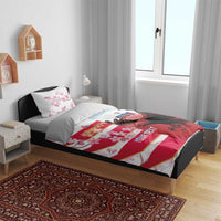 USA and Japan Rugby Custom Bedding Set Eagles Brave Blossoms Together Pacific - Polynesian Pride