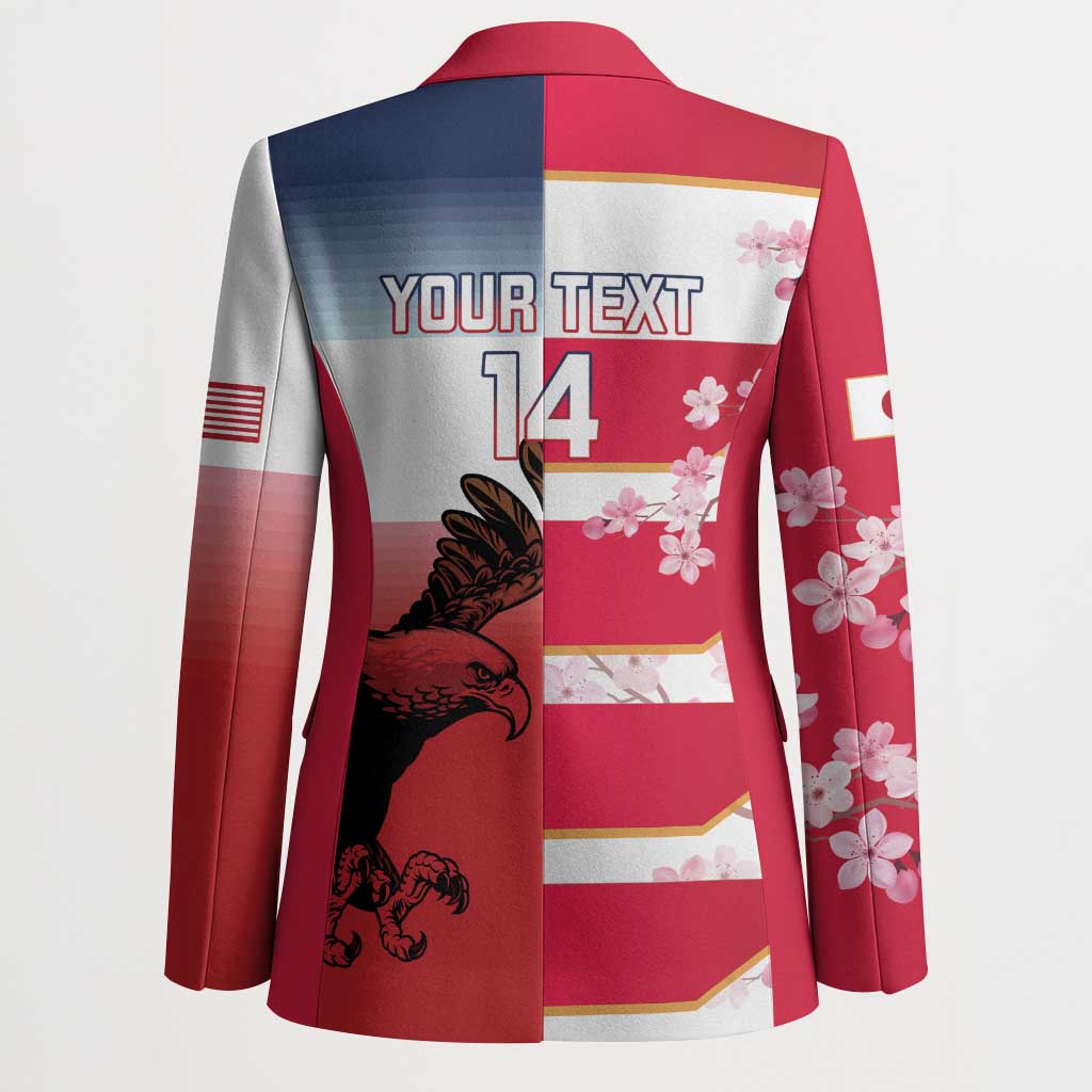 USA and Japan Rugby Custom Blazer Eagles Brave Blossoms Together Pacific - Polynesian Pride