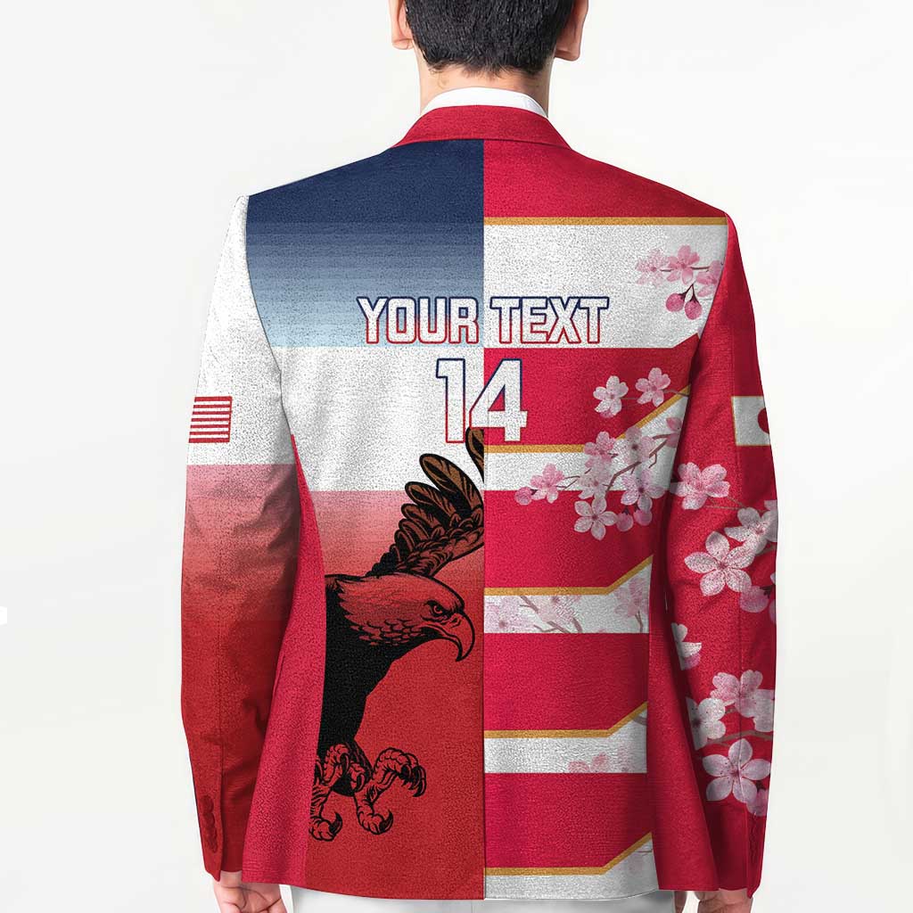 USA and Japan Rugby Custom Blazer Eagles Brave Blossoms Together Pacific - Polynesian Pride