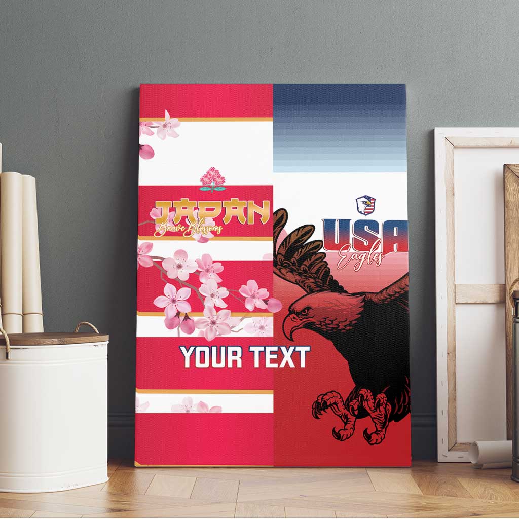 USA and Japan Rugby Custom Canvas Wall Art Eagles Brave Blossoms Together Pacific LT14 - Polynesian Pride