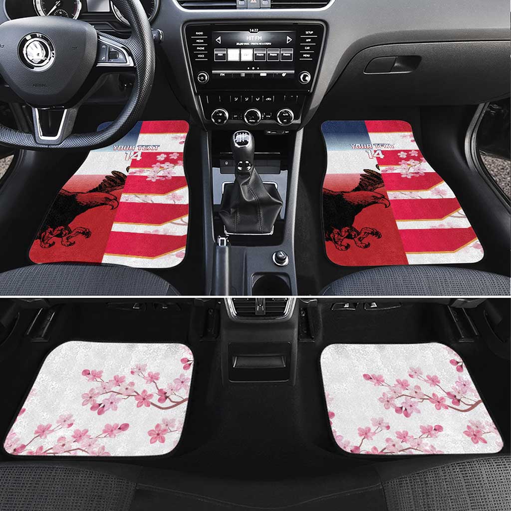 USA and Japan Rugby Custom Car Mats Eagles Brave Blossoms Together Pacific LT14 Set 4pcs Red - Polynesian Pride