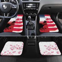 USA and Japan Rugby Custom Car Mats Eagles Brave Blossoms Together Pacific LT14 Set 4pcs Red - Polynesian Pride