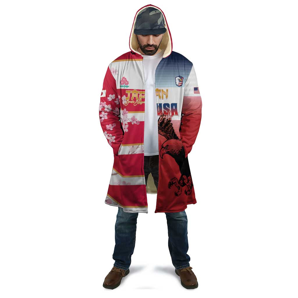 USA and Japan Rugby Custom Cloak Eagles Brave Blossoms Together Pacific - Polynesian Pride