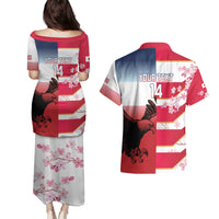 USA and Japan Rugby Custom Couples Matching Puletasi and Hawaiian Shirt Eagles Brave Blossoms Together Pacific LT14 - Polynesian Pride