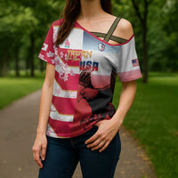 USA and Japan Rugby Custom Cross Shoulder Shirt Eagles Brave Blossoms Together Pacific LT14 - Polynesian Pride