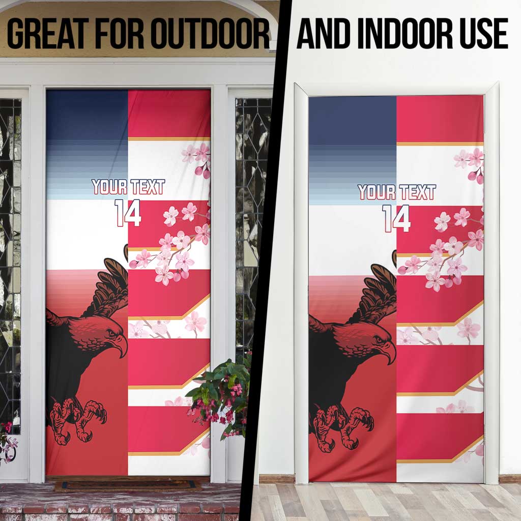 USA and Japan Rugby Custom Door Cover Eagles Brave Blossoms Together Pacific - Polynesian Pride